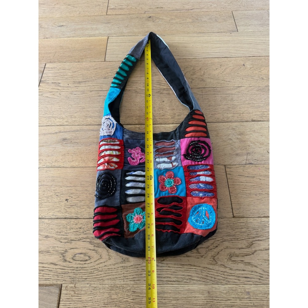 Boho Patchwork Hobo Bag Multicolor Peace Floral A… - image 3